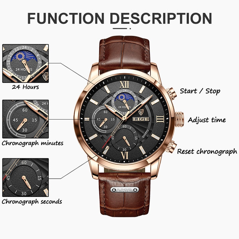 2022 LIGE Men Watches Top Brand Luxury