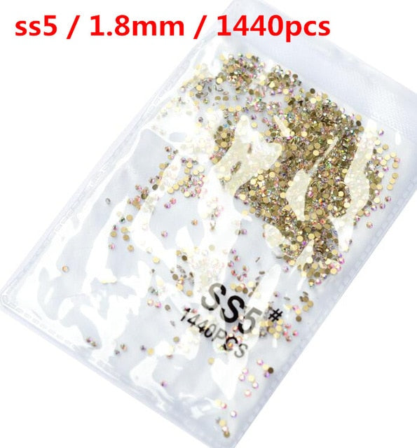 SS3-ss8 1440 pièces cristal clair AB or 3D Non HotFix FlatBack Nail Art strass décorations chaussures et décoration de danse