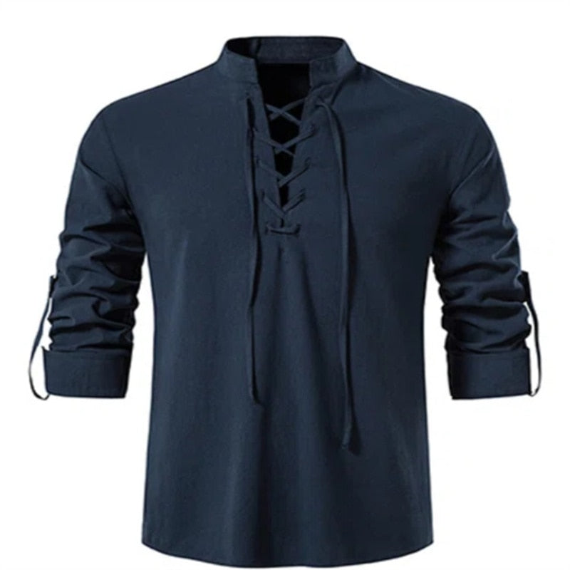 Chemise à col en V Top hommes Casual