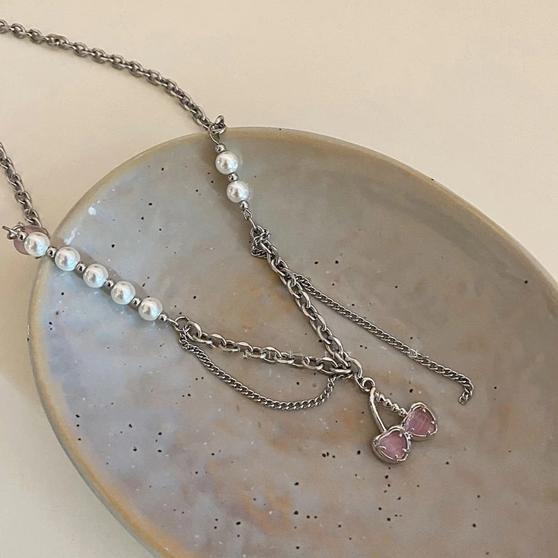 Collier Pendentif Goutte d'Eau Coeur Pêche