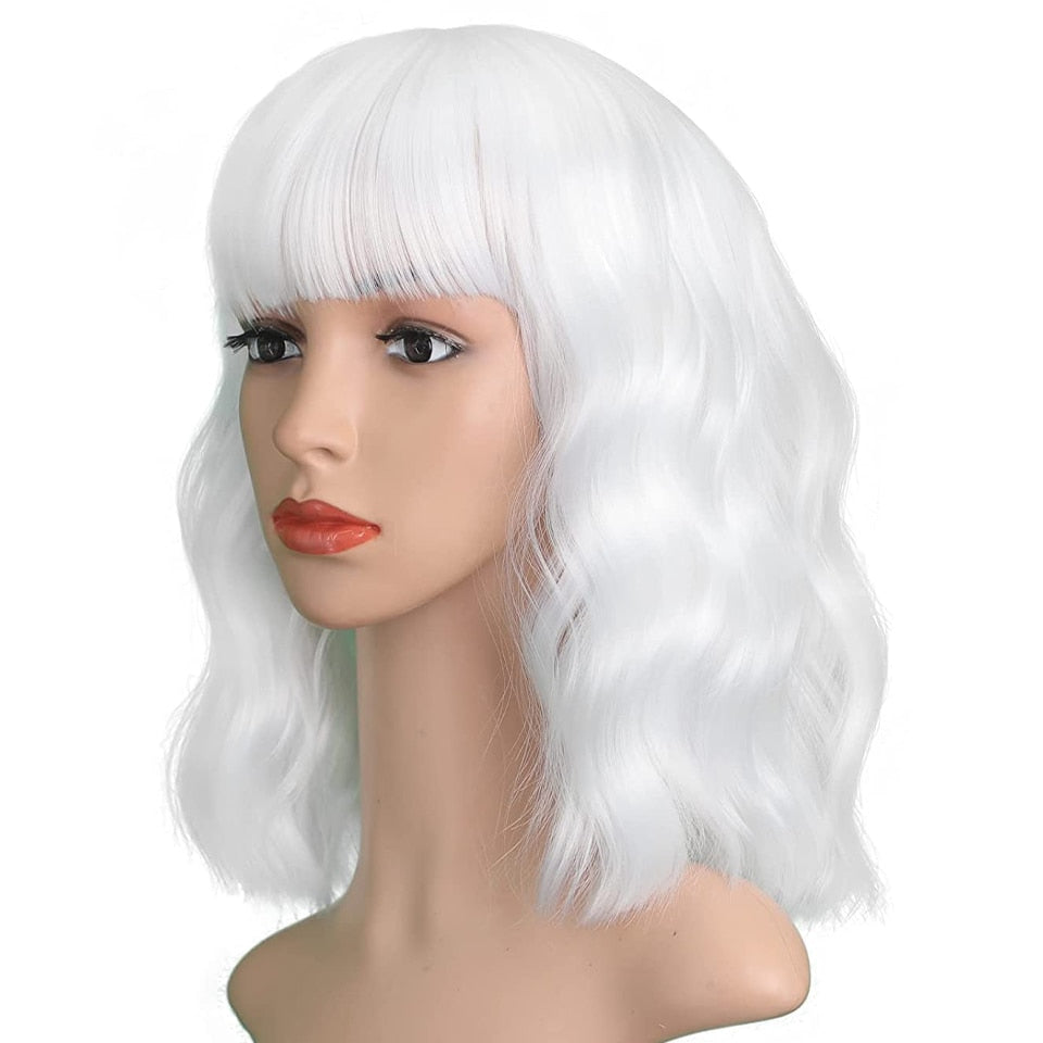 MONIXI Synthetic Blue Wig Short Wavy Wig