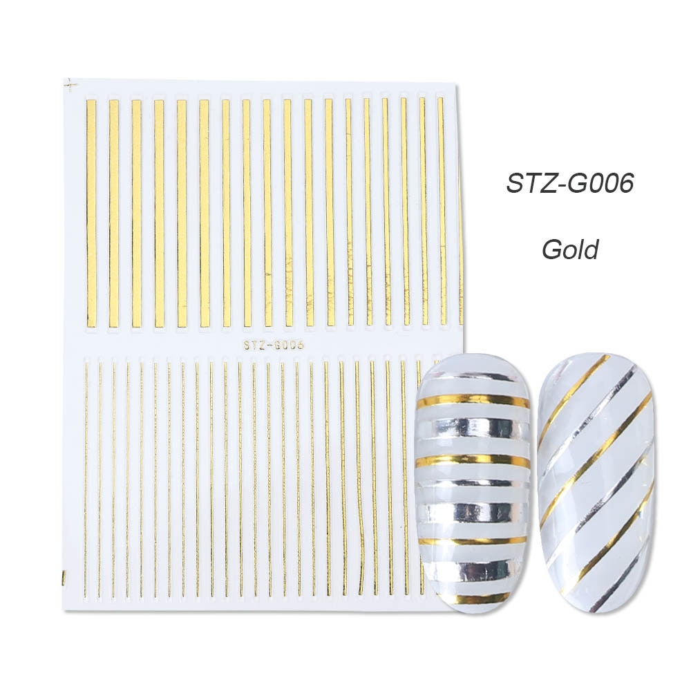 1pcs Gold Silver Sliders 3D Nail Stickers