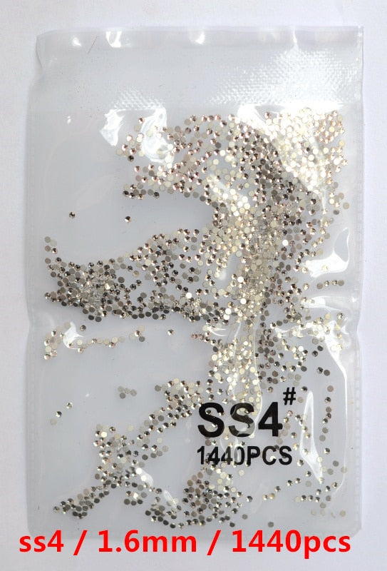 SS3-ss8 1440 pièces cristal clair AB or 3D Non HotFix FlatBack Nail Art strass décorations chaussures et décoration de danse