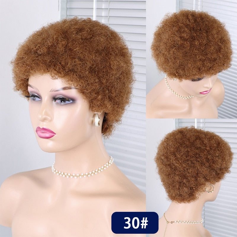 Perruques Cheveux Courts Bouclés Pixie Cut Brésilien