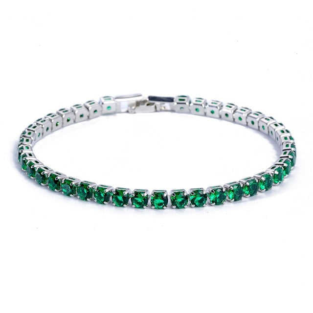 4mm Cubic Zirconia Green Tennis Bracelet