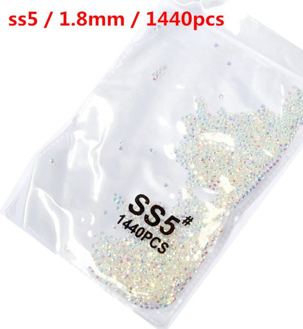 SS3-ss8 1440 pièces cristal clair AB or 3D Non HotFix FlatBack Nail Art strass décorations chaussures et décoration de danse