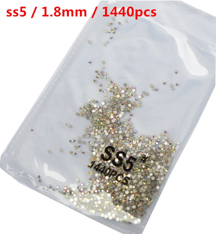 SS3-ss8 1440 pièces cristal clair AB or 3D Non HotFix FlatBack Nail Art strass décorations chaussures et décoration de danse