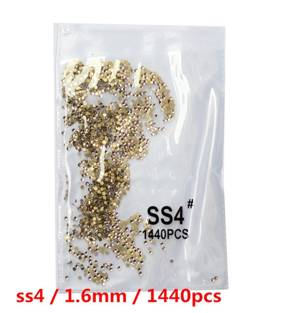 SS3-ss8 1440 pièces cristal clair AB or 3D Non HotFix FlatBack Nail Art strass décorations chaussures et décoration de danse