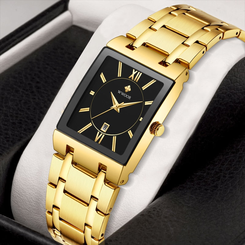 Relogio Masculino WWOOR Gold Watch