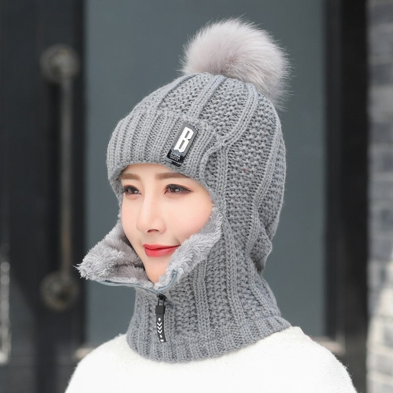 Women Wool Knitted Hat Ski Hat Sets